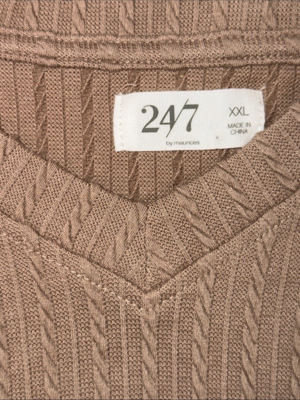 Maurices 24/7 textured Berkeley Short Sleeve Ribbed Tee - Taupe Brown size XXL - Picture 5 of 8